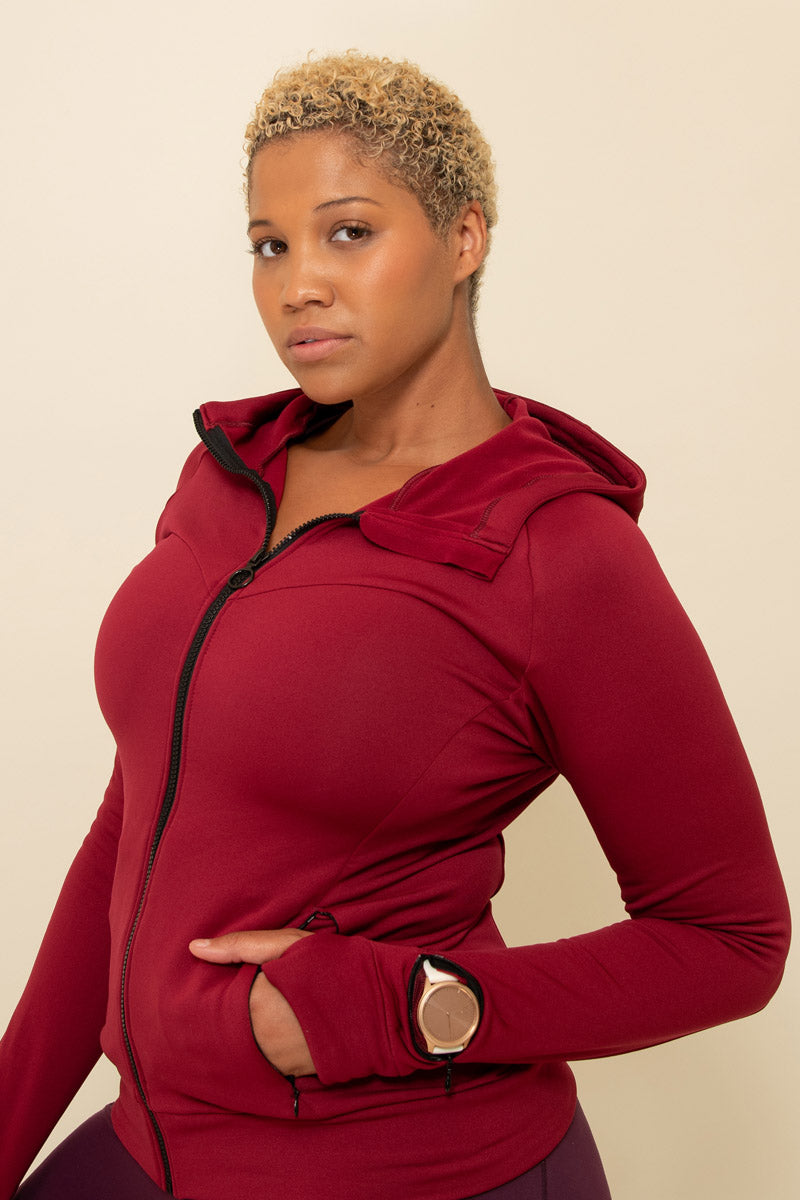 Maaree Sisterhoodie burgundy hoodie ladies with pockets and gps pocket