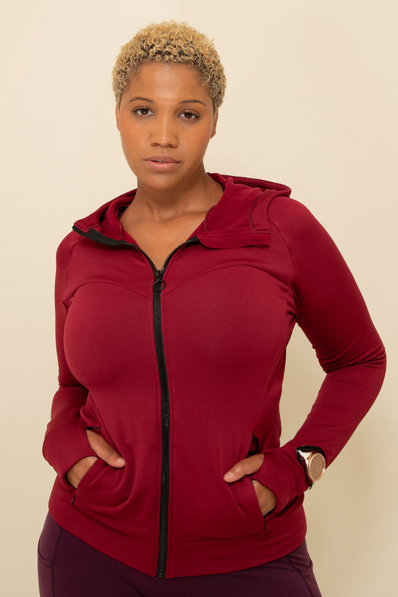 Maaree Sisterhoodie burgundy hoodie ladies with pockets and gps pocket